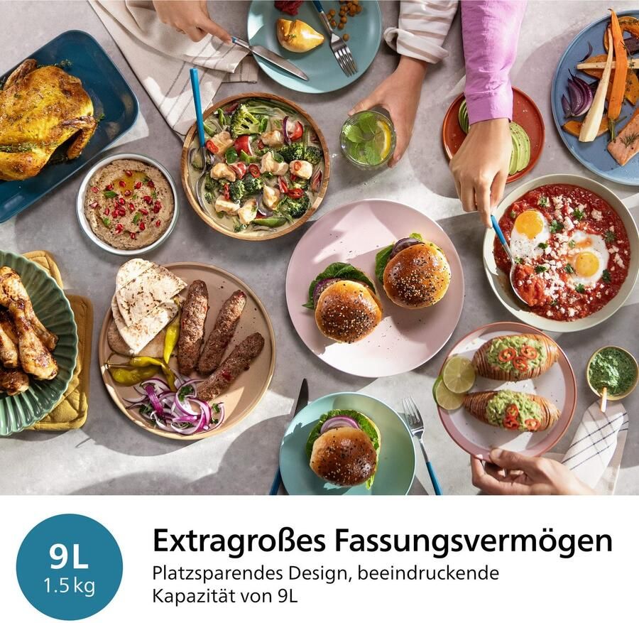 Philips 3000 series NA353 10 friteuse Dubbel 9 l Vrijstaand 2750 W Heteluchtfriteuse Zilver Wit - Foto 7