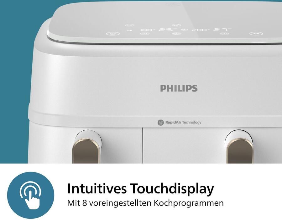 Philips 3000 series NA353 10 friteuse Dubbel 9 l Vrijstaand 2750 W Heteluchtfriteuse Zilver Wit - Foto 11