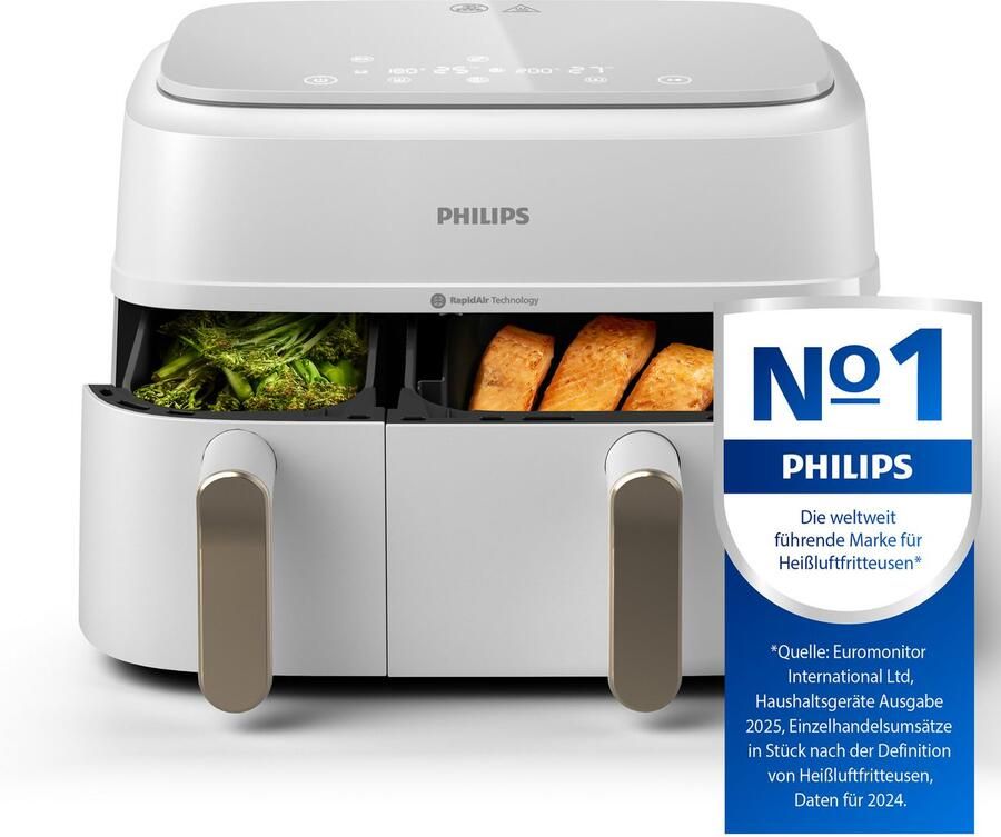 Philips 3000 series NA353 10 friteuse Dubbel 9 l Vrijstaand 2750 W Heteluchtfriteuse Zilver Wit - Foto 10