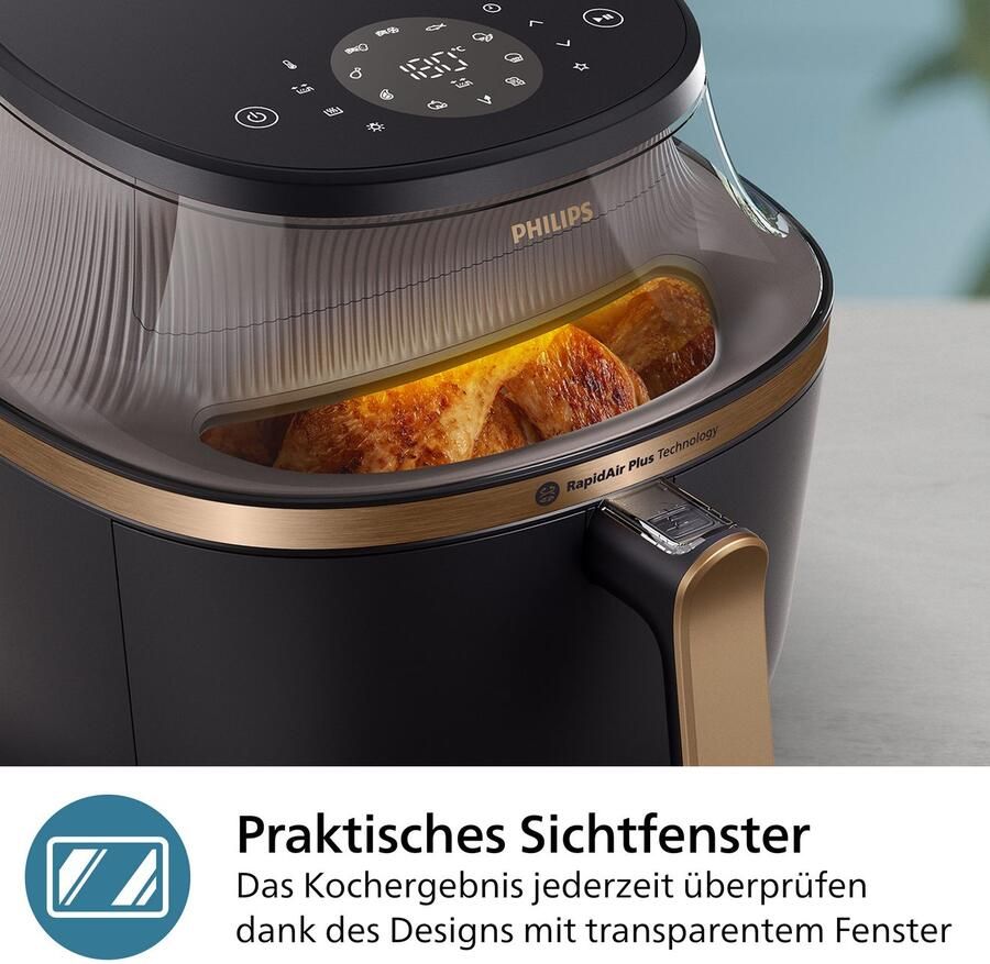 Philips Airfryer 3000 NA332 00 met 6.2L kijkvenster RapidAir Plus technologie en 16 kookfuncties zwart koper - Foto 10