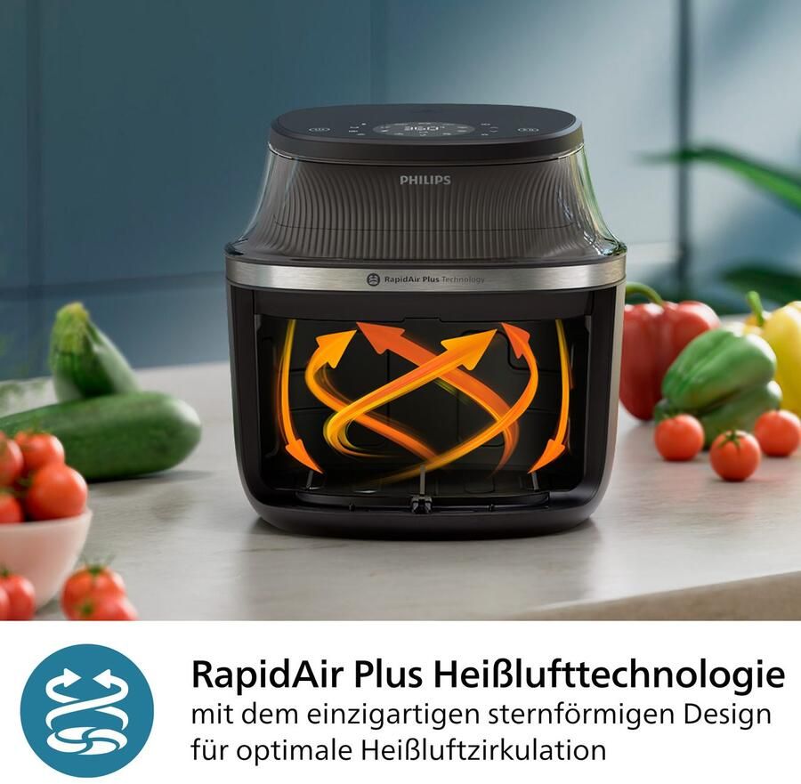 Philips Airfryer 3000 NA332 00 met 6.2L kijkvenster RapidAir Plus technologie en 16 kookfuncties zwart koper - Foto 5