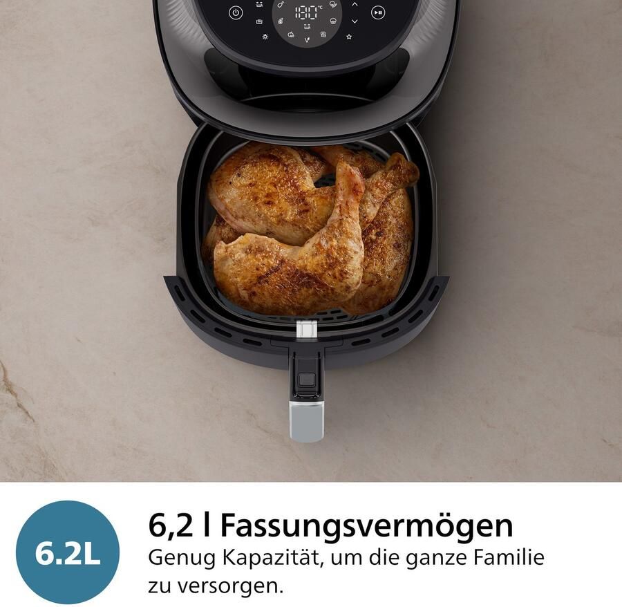 Philips Airfryer 3000 NA332 00 met 6.2L kijkvenster RapidAir Plus technologie en 16 kookfuncties zwart koper - Foto 8
