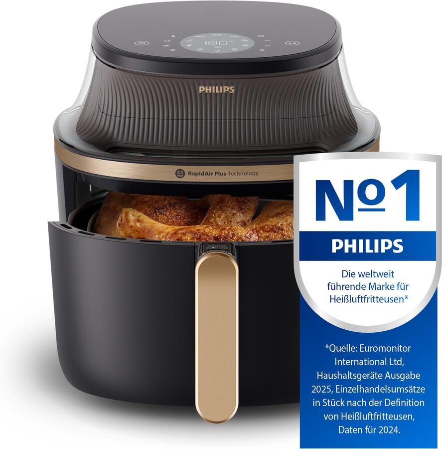 Philips Airfryer 3000 NA332 00 met 6.2L kijkvenster RapidAir Plus technologie en 16 kookfuncties zwart koper - Foto 2
