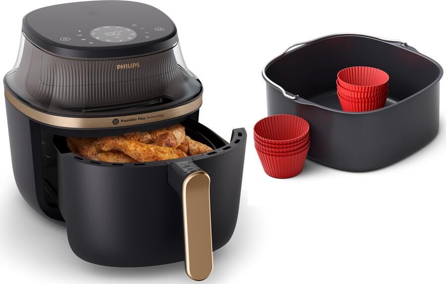 Philips Airfryer 3000 NA342 00 met 7.2L kijkvenster RapidAir Plus technologie en 16 kookfuncties zwart koper - Foto 10