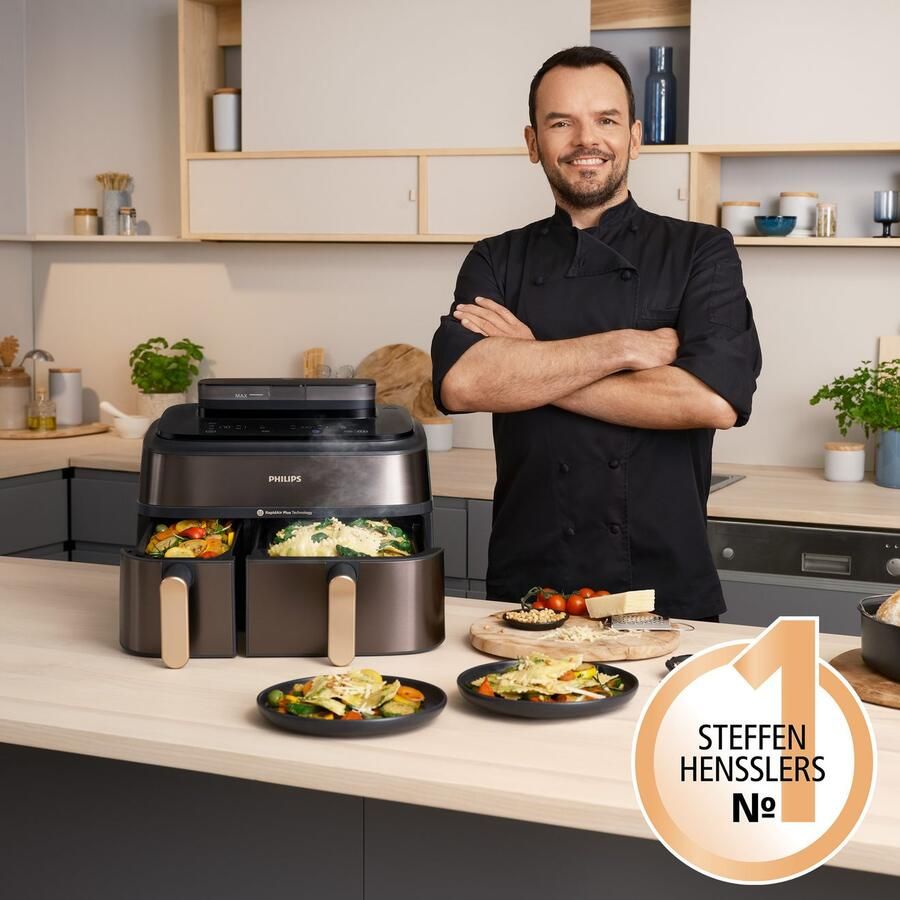 Philips Airfryer NA552 00 Steam Airfryer 5000 Series Dual Basket 9L Capaciteit (3L+6L) - Foto 2