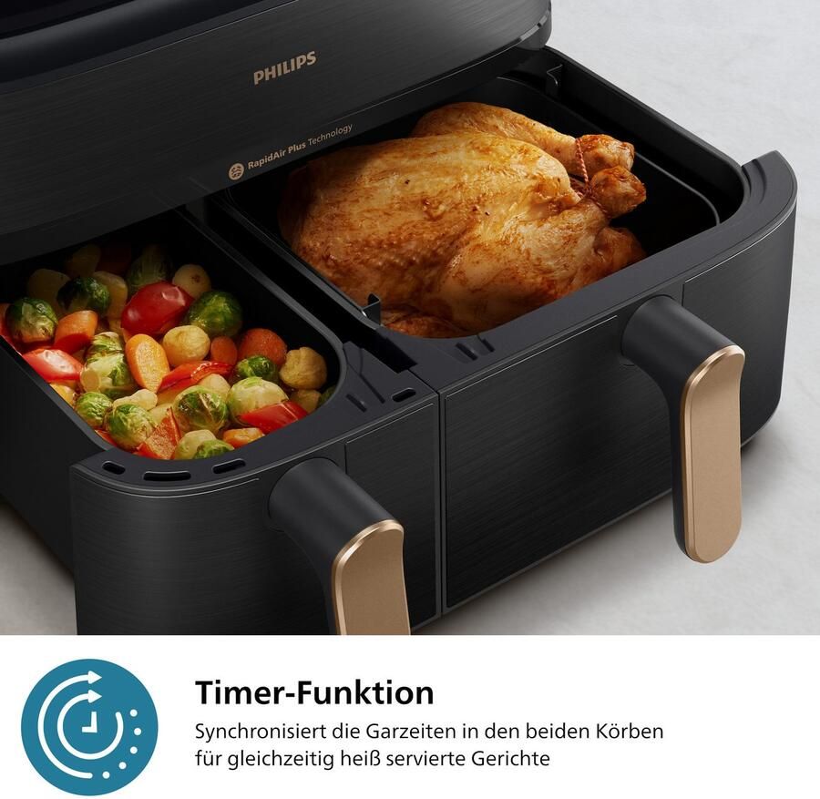 Philips Airfryer NA552 00 Steam Airfryer 5000 Series Dual Basket 9L Capaciteit (3L+6L) - Foto 6