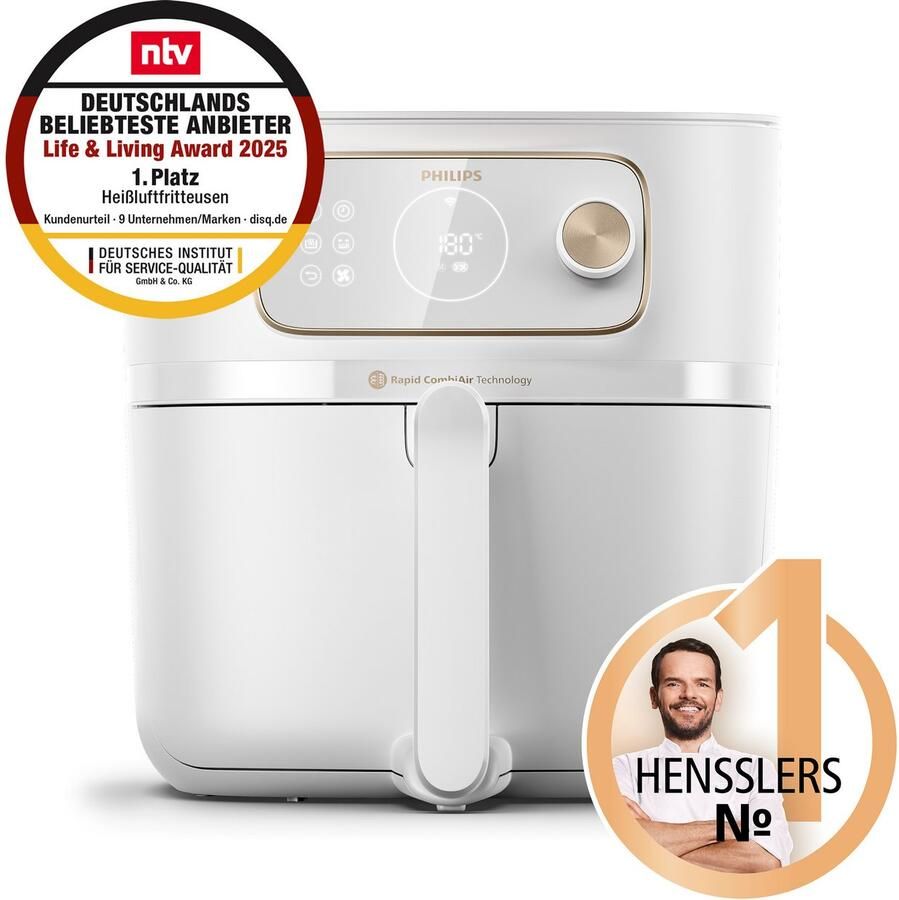 Philips 7000 Series Airfryer Combi XXL Connected HD9876 20 Rapid CombiAir 8.3L Tot 6 Personen Wit