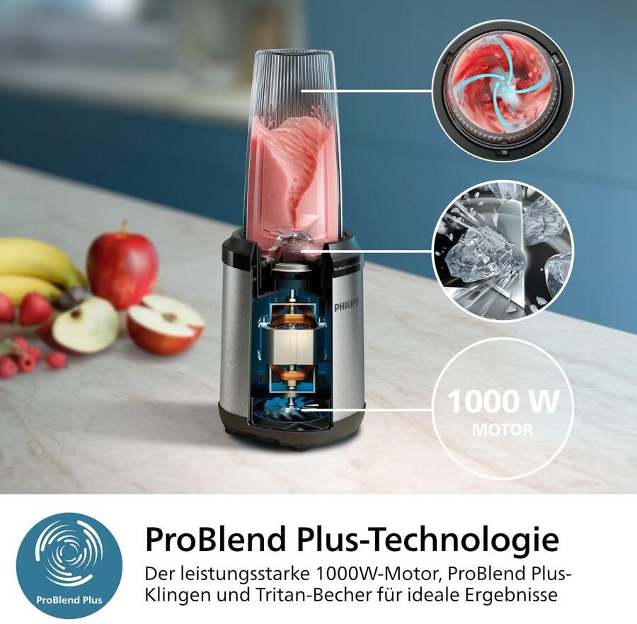Philips Blender HR2767 00 5000 Series met ProBlend Plus-Technologie 3 bekers (700 500 300 ml) compact design zwart roestvrij staal - Foto 8