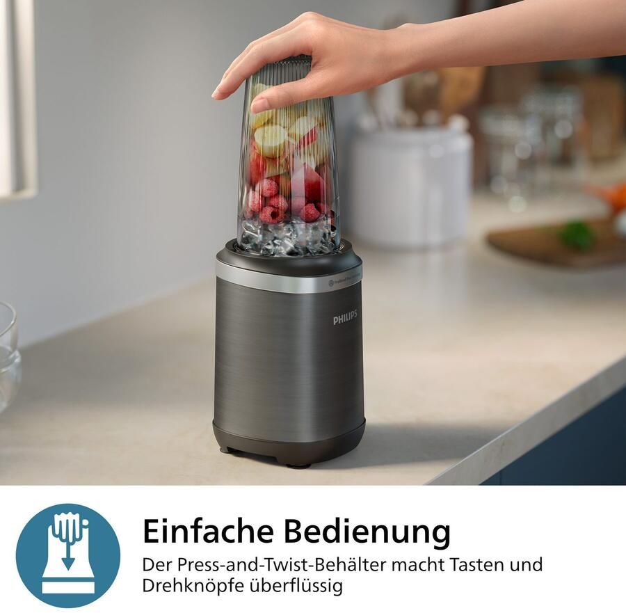 Philips Blender HR2767 00 5000 Series met ProBlend Plus-Technologie 3 bekers (700 500 300 ml) compact design zwart roestvrij staal - Foto 2