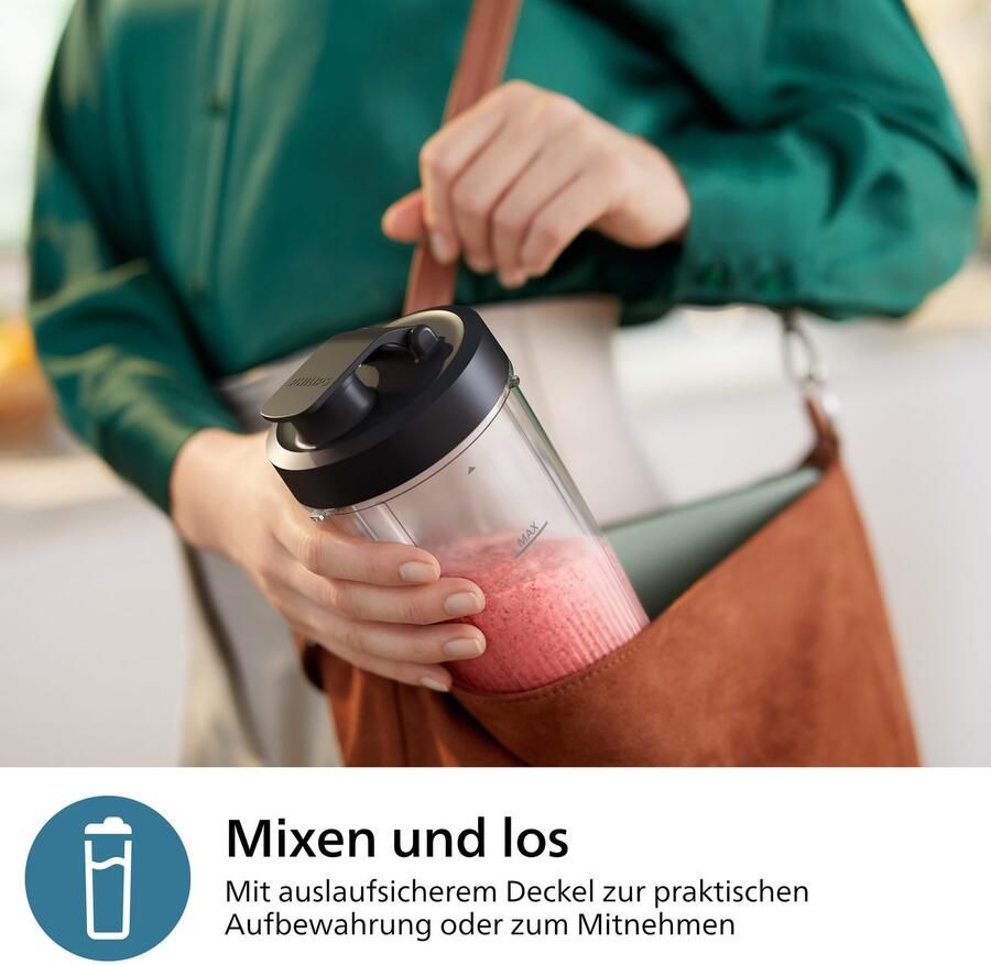 Philips Blender HR2767 00 5000 Series met ProBlend Plus-Technologie 3 bekers (700 500 300 ml) compact design zwart roestvrij staal - Foto 7