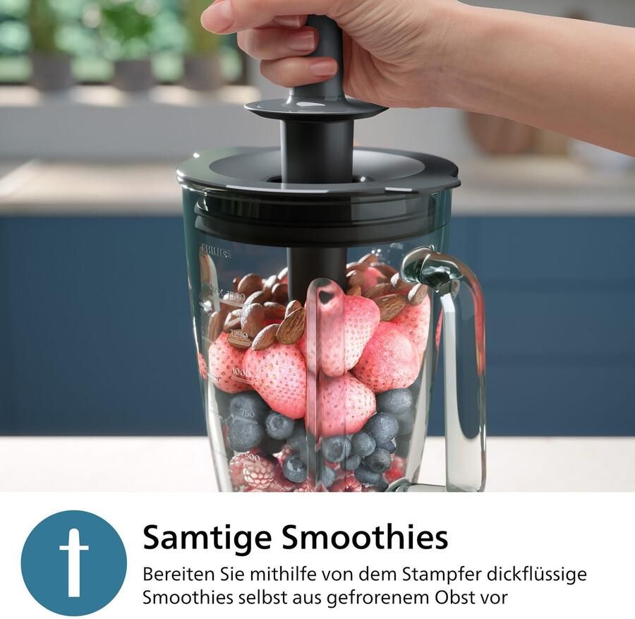 Philips Blender HR3040 00 5000 Series met ProBlend Plus-technologie 2-liter container en automatische reiniging roestvrij staal grijs - Foto 2