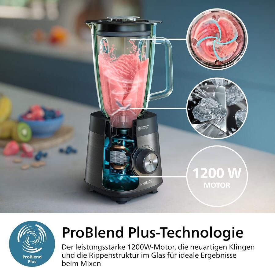 Philips Blender HR3040 00 5000 Series met ProBlend Plus-technologie 2-liter container en automatische reiniging roestvrij staal grijs - Foto 6