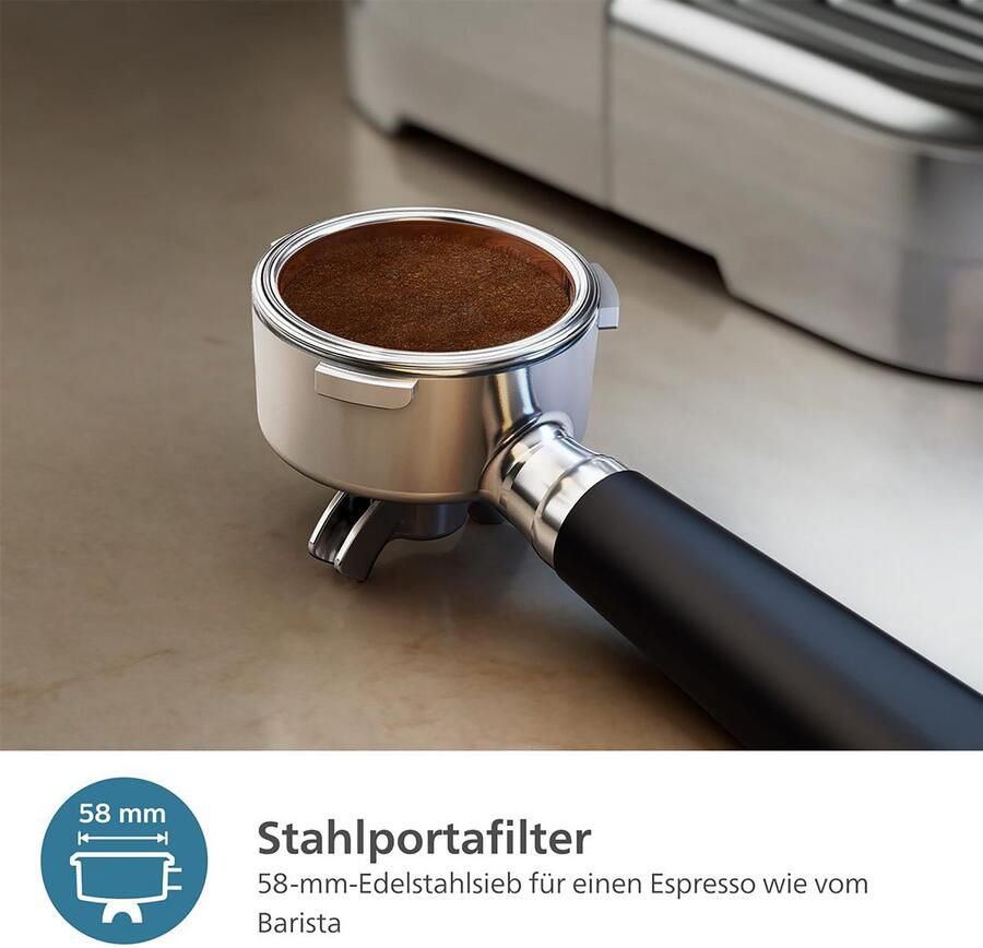 Philips Barista Brew Semi-Automatische Espressomachine Enkele & Dubbele Espresso Americano-functie 250g Bonenreservoir Intuïtieve Begeleiding Gekalibreerde Tamper Zilver Metaal (PSA3218 01) - Foto 2