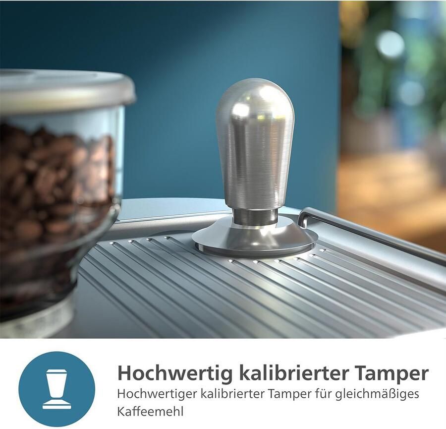 Philips Barista Brew Semi-Automatische Espressomachine Enkele & Dubbele Espresso Americano-functie 250g Bonenreservoir Intuïtieve Begeleiding Gekalibreerde Tamper Zilver Metaal (PSA3218 01) - Foto 4