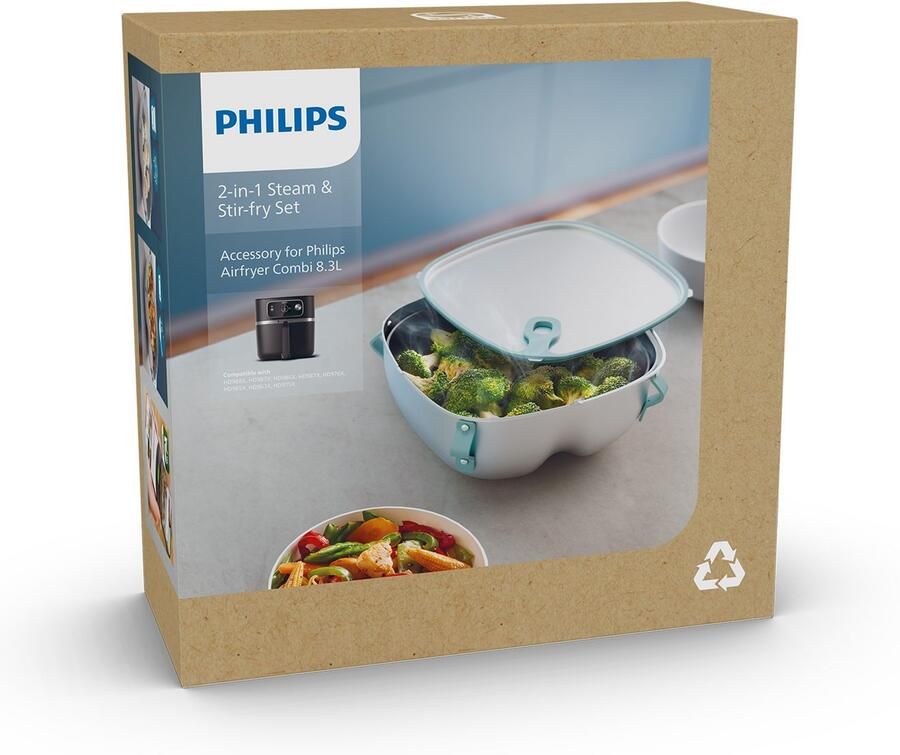 Philips Grillpan-inzet HD9960 00 2-in-1: wokpan en stoominzet Airfryer accessoire compatibel met airfryer combi 7000 series vaatwasmachinebestendig - Foto 6