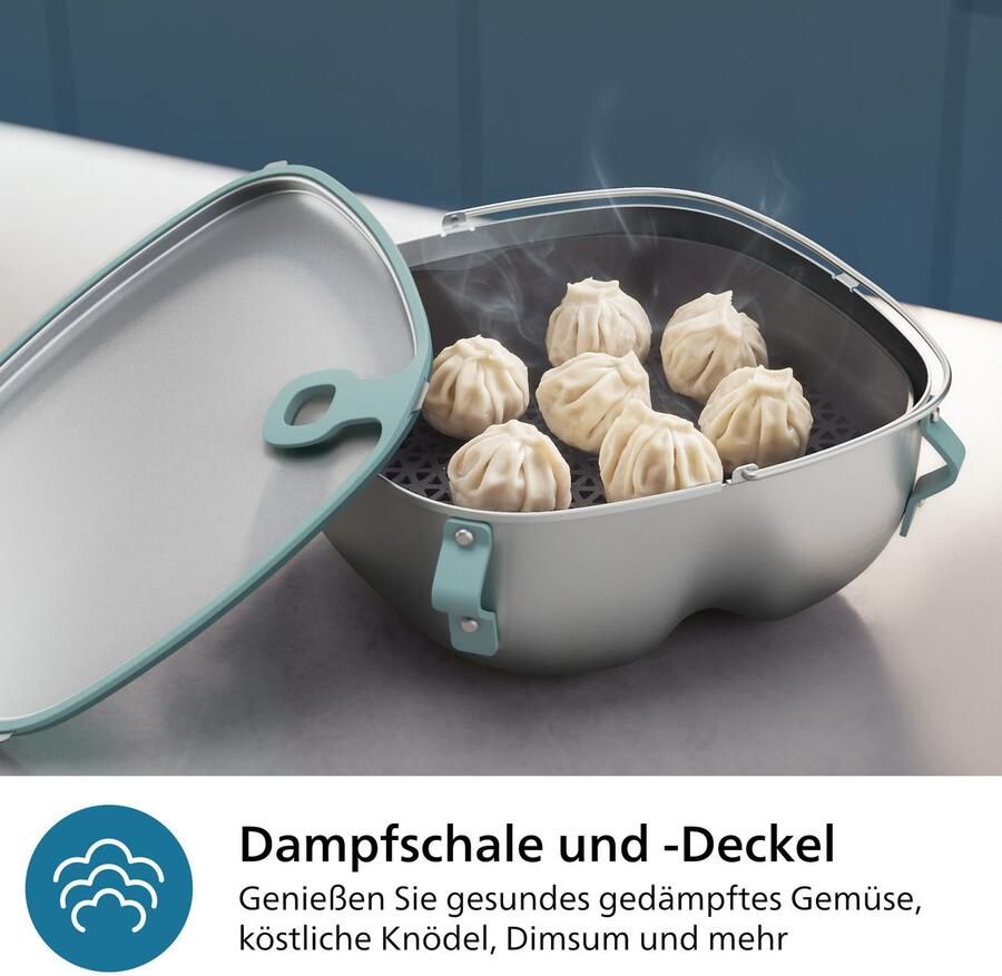 Philips Grillpan-inzet HD9960 00 2-in-1: wokpan en stoominzet Airfryer accessoire compatibel met airfryer combi 7000 series vaatwasmachinebestendig - Foto 5