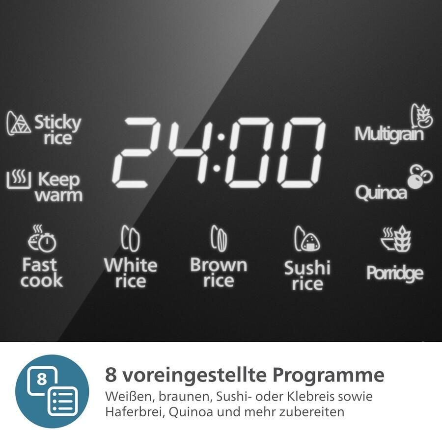 Philips Rijstkoker Mini 3000 Series voor 1-3 Personen met 8 vooraf ingestelde Programma's - Foto 3