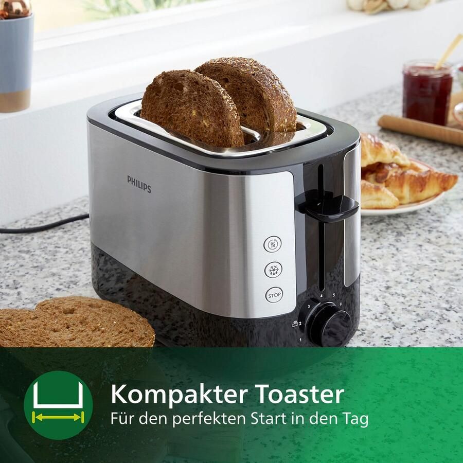 Philips Toaster HD2637 90 Viva Collection Broodrooster kruimellade 7 bruiningsniveaus zilverkleur - Foto 2
