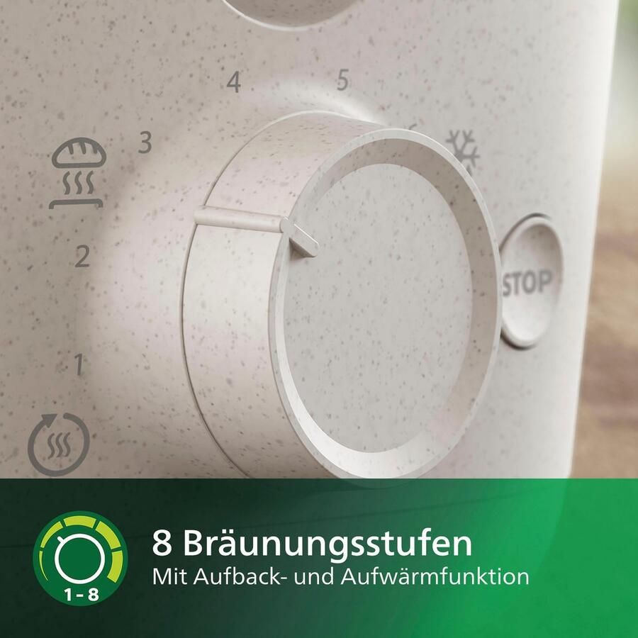 Philips Toaster HD2640 10 Eco Conscious Collection Opwarm- en ontdooifunctie biobased kunststof zijdewit mat - Foto 3