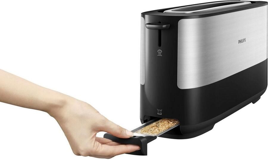 Philips Toaster HD2692 90 met opwarm- en ontdooifunctie geïntegreerde opzet voor broodjes - Foto 4