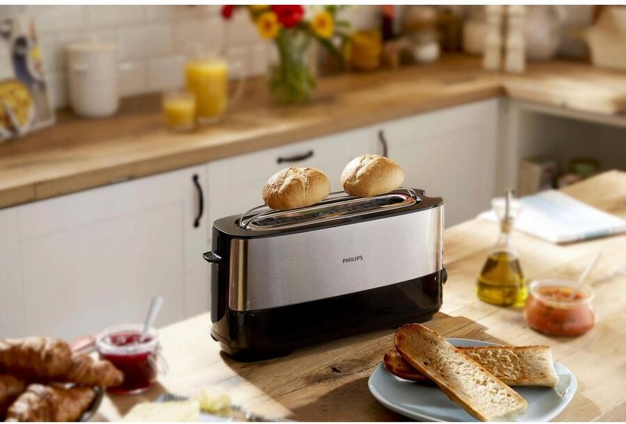 Philips Toaster HD2692 90 met opwarm- en ontdooifunctie geïntegreerde opzet voor broodjes - Foto 2