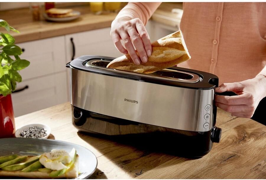 Philips Toaster HD2692 90 met opwarm- en ontdooifunctie geïntegreerde opzet voor broodjes - Foto 3
