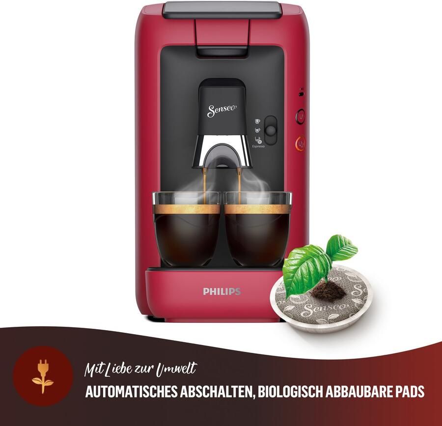 Philips Senseo Maestro Koffiepadmachine CSA260 90 Keuze uit 1 of 2 Kopjes Instelbare Intensiteit Automatische Uitschakeling Groot Waterreservoir Rood - Foto 8