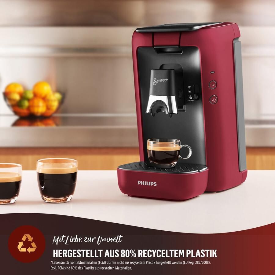 Philips Senseo Maestro Koffiepadmachine CSA260 90 Keuze uit 1 of 2 Kopjes Instelbare Intensiteit Automatische Uitschakeling Groot Waterreservoir Rood - Foto 2