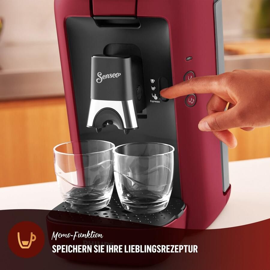 Philips Senseo Maestro Koffiepadmachine CSA260 90 Keuze uit 1 of 2 Kopjes Instelbare Intensiteit Automatische Uitschakeling Groot Waterreservoir Rood - Foto 3