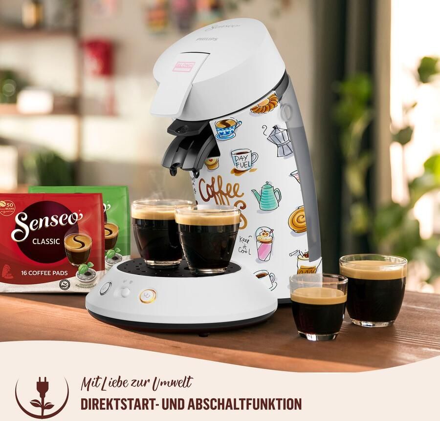 Senseo Koffiepadautomaat Original Plus CSA210 15 met twee koffie-instellingen van 28% gerecycled plastic incl. 2 blond limited edition mokken - Foto 5