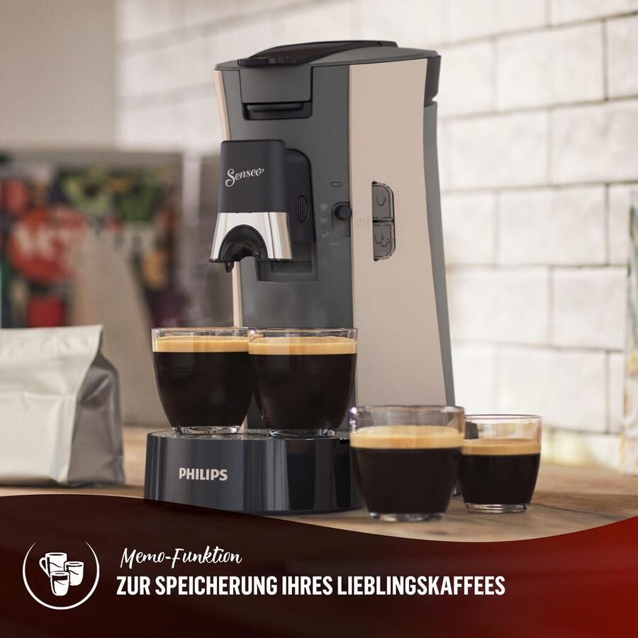 Philips Senseo Select Koffiepadmachine CSA240 30 Keuze uit 1 of 2 Kopjes Instelbare Intensiteit Automatische Uitschakeling Nougat en Kasjmiergrijs - Foto 1