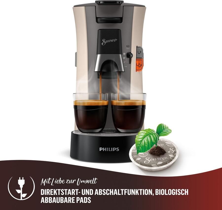 Philips Senseo Select Koffiepadmachine CSA240 30 Keuze uit 1 of 2 Kopjes Instelbare Intensiteit Automatische Uitschakeling Nougat en Kasjmiergrijs - Foto 6