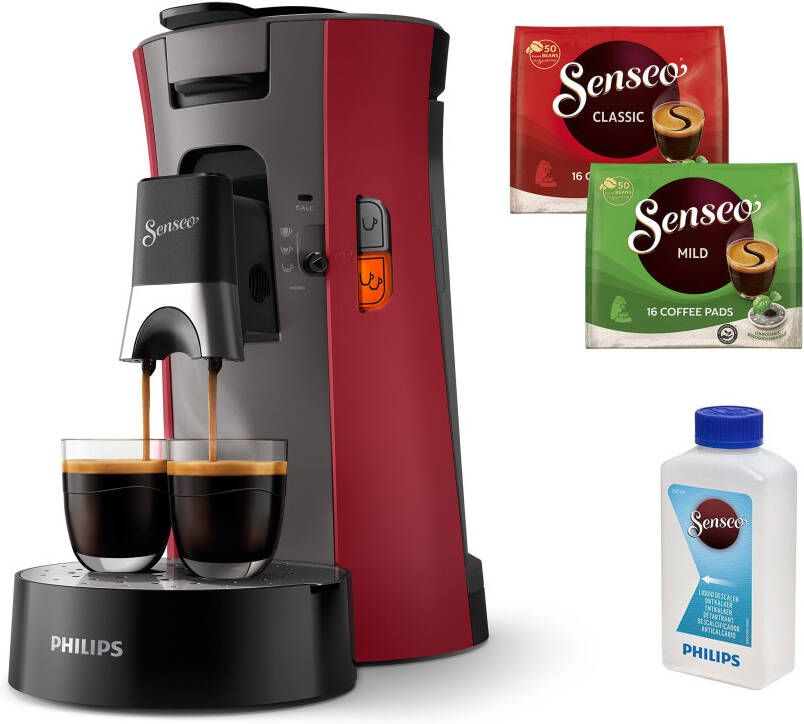 Philips Senseo Select Koffiepadmachine CSA240 90 Keuze uit 1 of 2 Kopjes Instelbare Intensiteit Automatische Uitschakeling Rood en Kasjmiergrijs - Foto 4