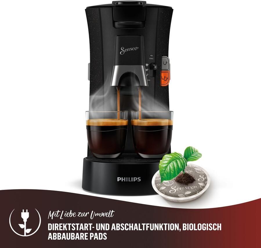 Philips Senseo Select Koffiepadmachine CSA240 20 Keuze uit 1 of 2 Kopjes Instelbare Intensiteit Automatische Uitschakeling Zwart met Spikkeleffect - Foto 6