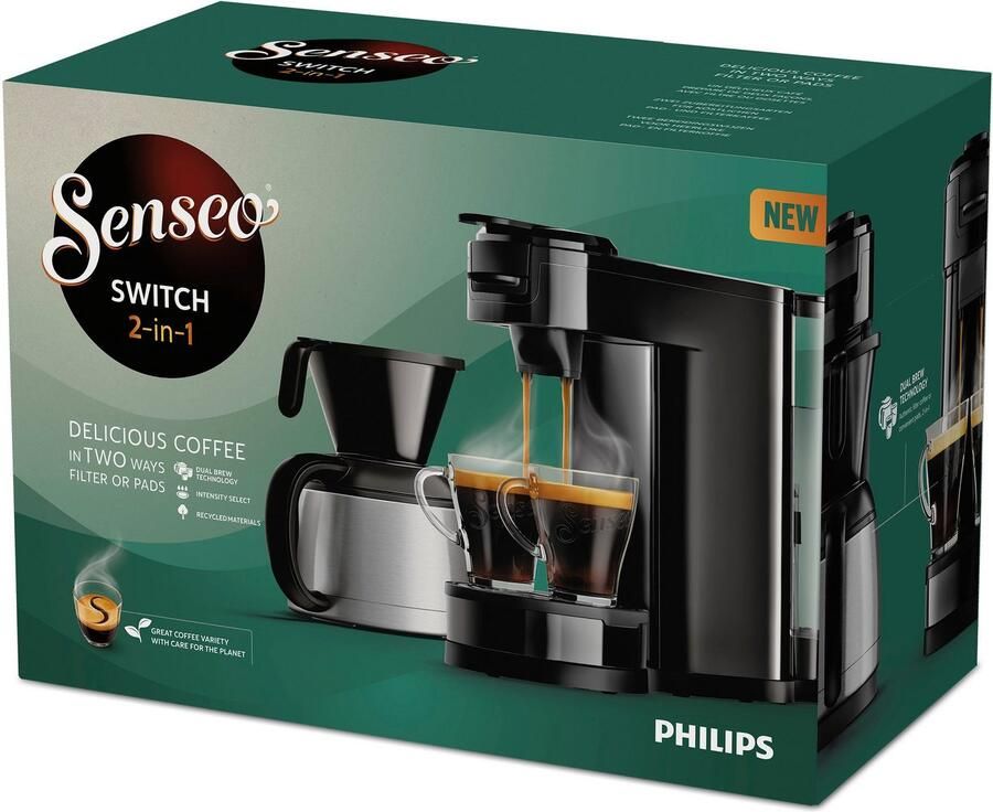 Philips Senseo Switch Koffiemachine HD6592 64 Pad- en Filterkoffiezetapparaat Automatische Uitschakeling Instelbare Intensiteit Incl Thermische Kan Zwart - Foto 4