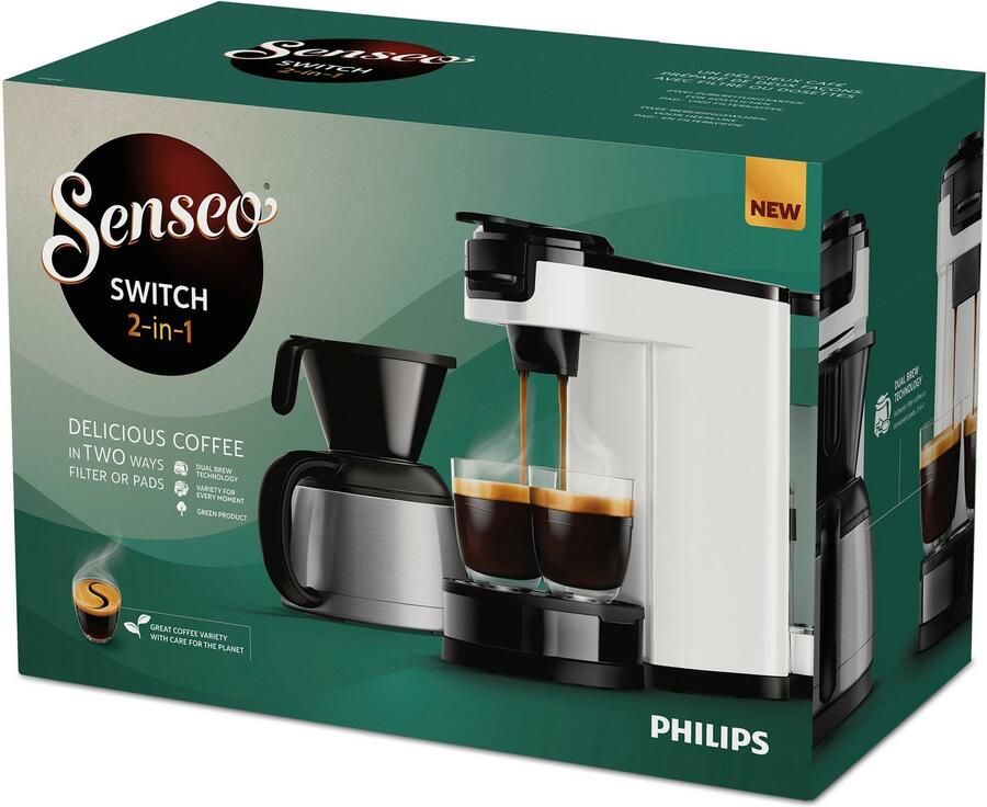 Philips Senseo Switch HD6592 04 Koffiezetapparaat Filterkoffie & Pads voor 2 tot 7 Kopjes Koffie Wit - Foto 3