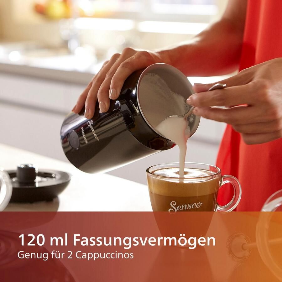 Philips Senseo Elektrische Melkopschuimer CA6500 60 Antikleeflaag Vaatwasserbestendig Ook voor Cappuccino Zwart 120ml - Foto 2