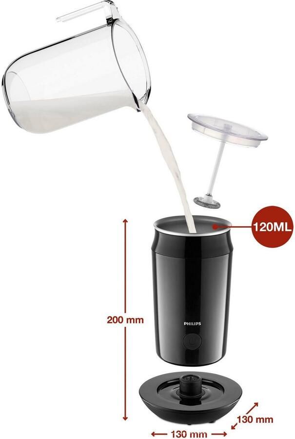 Philips Senseo Elektrische Melkopschuimer CA6500 60 Antikleeflaag Vaatwasserbestendig Ook voor Cappuccino Zwart 120ml - Foto 7