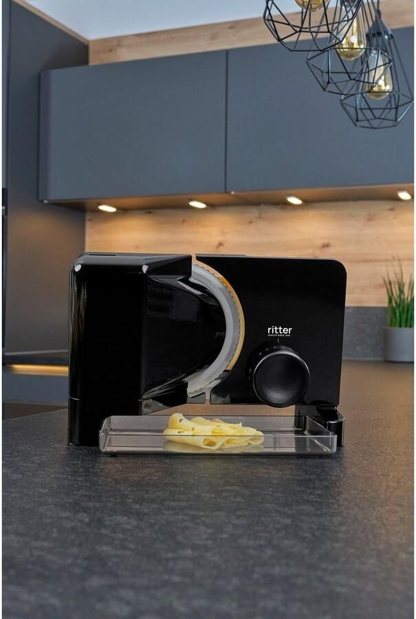 Ritter Snijmachine E16 Duo Plus Made in Germany Allessnijder Elektrisch 65W Eco Motor broodsnijmachine vleeswarensnijmachine vlees brood gronten broodsnijder Zwart - Foto 4
