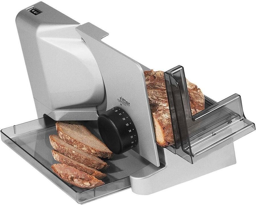 Ritter Snijmachine E16 Made in Germany Allessnijder Elektrisch 65W Eco Motor broodsnijmachine vleeswarensnijmachine vlees brood gronten broodsnijder Zilver - Foto 4