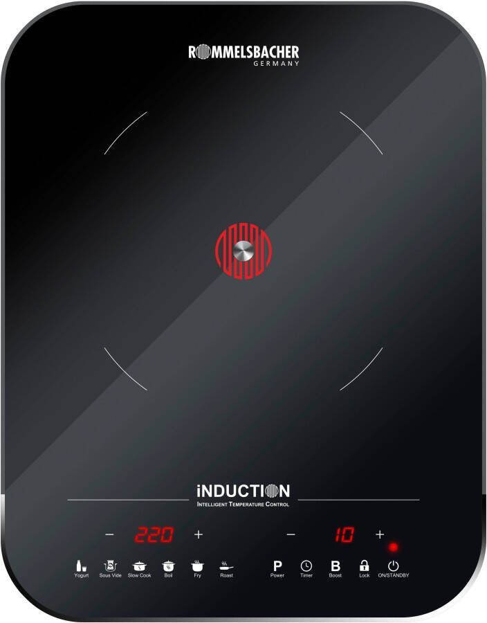 Rommelsbacher enkele kookplaat CTS 2000 IN inductie – enkele kookplaat met glaskeramisch oppervlak – 6 kookprogramma s touch bediening en timer