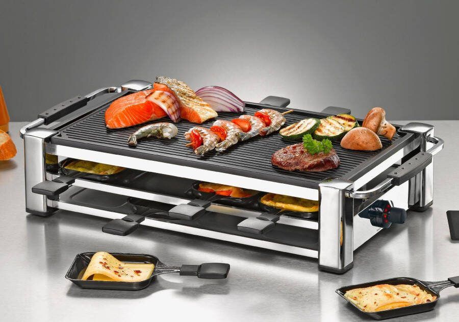 Rommelsbacher Raclettegrill RCC 1500 Mode – Gourmetset voor 8 personen – luxe raclette met omkeerbare grillplaat – antiaanbaklaag – inclusief pannetjes en spatels – 1500W – XXL snoer - Foto 2