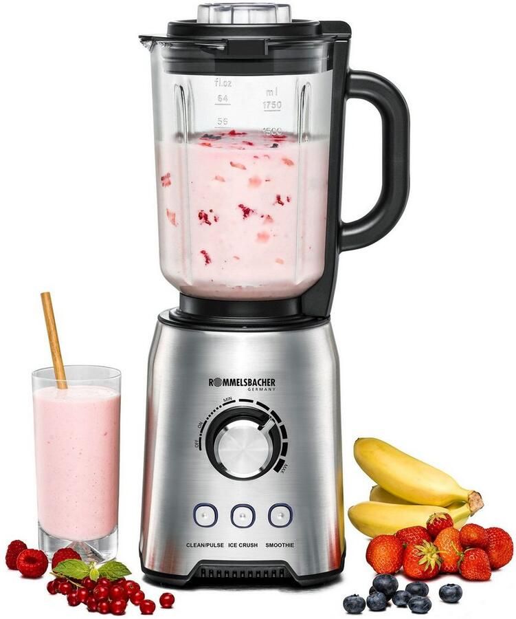 Rommelsbacher Blender MX 1250 – Glazen Kan 1 75L – 6 RVS Messen – Smoothies Soepen IJsklontjes Crushen – 1250W – Roestvrijstaal - Foto 3