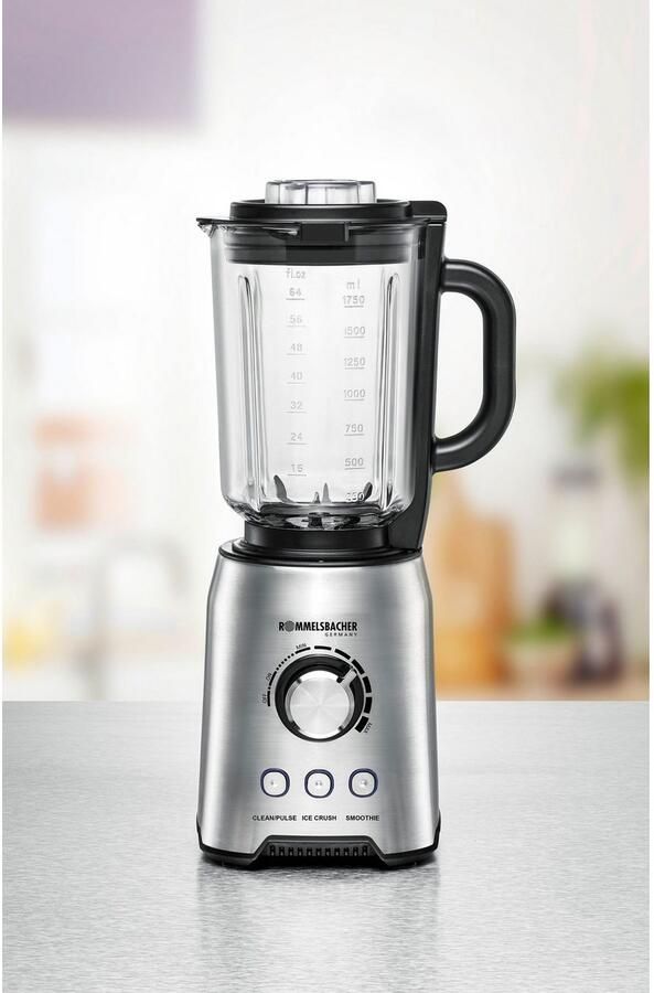 Rommelsbacher Blender MX 1250 – Glazen Kan 1 75L – 6 RVS Messen – Smoothies Soepen IJsklontjes Crushen – 1250W – Roestvrijstaal - Foto 4
