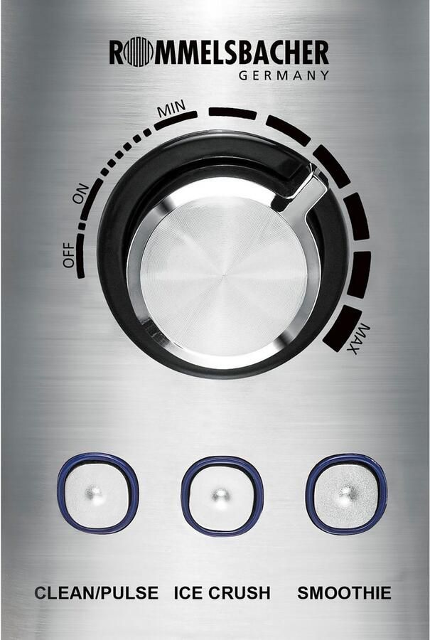 Rommelsbacher Blender MX 1250 – Glazen Kan 1 75L – 6 RVS Messen – Smoothies Soepen IJsklontjes Crushen – 1250W – Roestvrijstaal - Foto 3