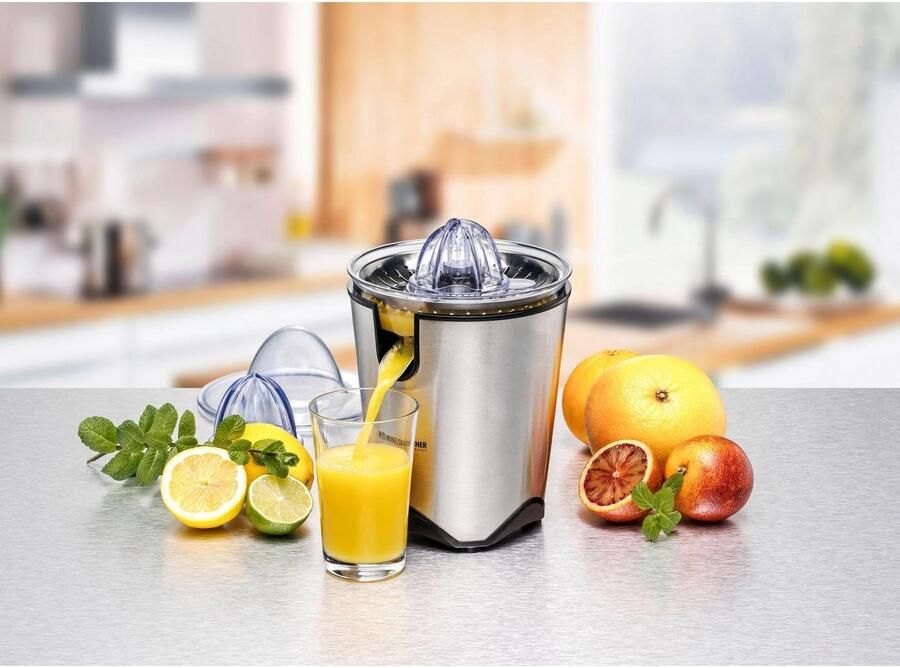 Rommelsbacher Citruspers ZP 60 E – elektrische citruspers van RVS – met druppelstop & automatische start stop – voor sinaasappel citroen & grapefruit - Foto 2