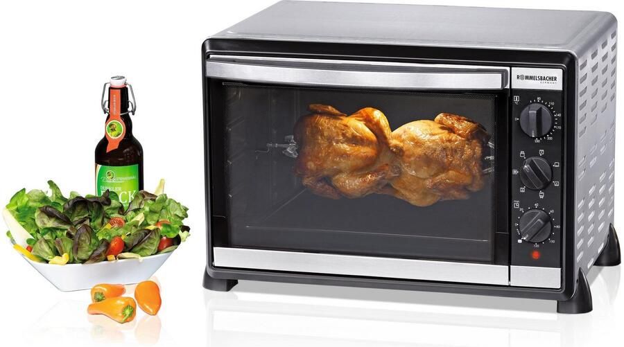 Rommelsbacher Grilloven & Draaispitgrill BG 1805 E – vrijstaande tafeloven 42L – met rotisserie bak- en grillfunctie – RVS oven voor bakken grillen & braden - Foto 9