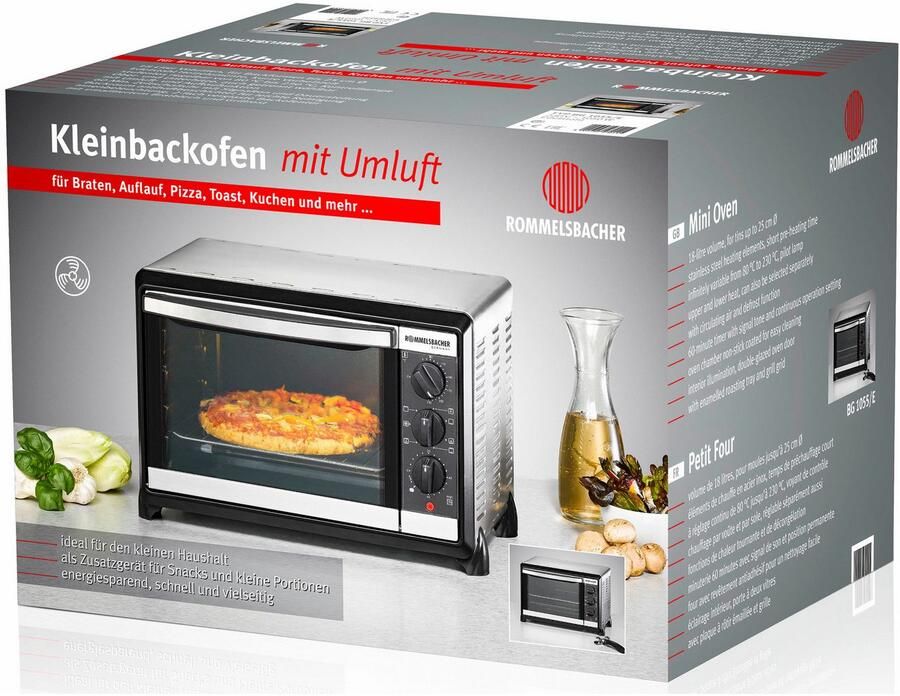 Rommelsbacher mini oven BG 1055 E – compacte vrijstaande oven 10 liter – met boven- en onderwarmte timer en kruimellade - Foto 5