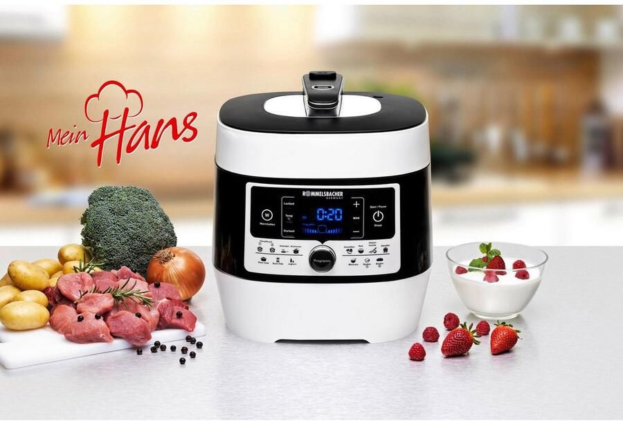 Rommelsbacher multifunctionele snelkookpan Mein Hans MD 1000 – 14 programma s – Snelkoken Rijstkoken Sauteren Stomen Slowcooking Sous-vide Bakken en braden Frituren – 6 liter - Foto 6