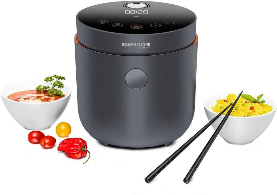 Rommelsbacher multifunctionele rijstkoker MRK 500 – 6 programma s met low carb functie – met stoominzet LED display en antiaanbak binnenpan – 2 liter - Foto 4